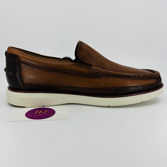 Florsheim Men's Tropics Moc Toe Venetian Slip On Cognac Leather Loafers Size 7 - Picture 7 of 11